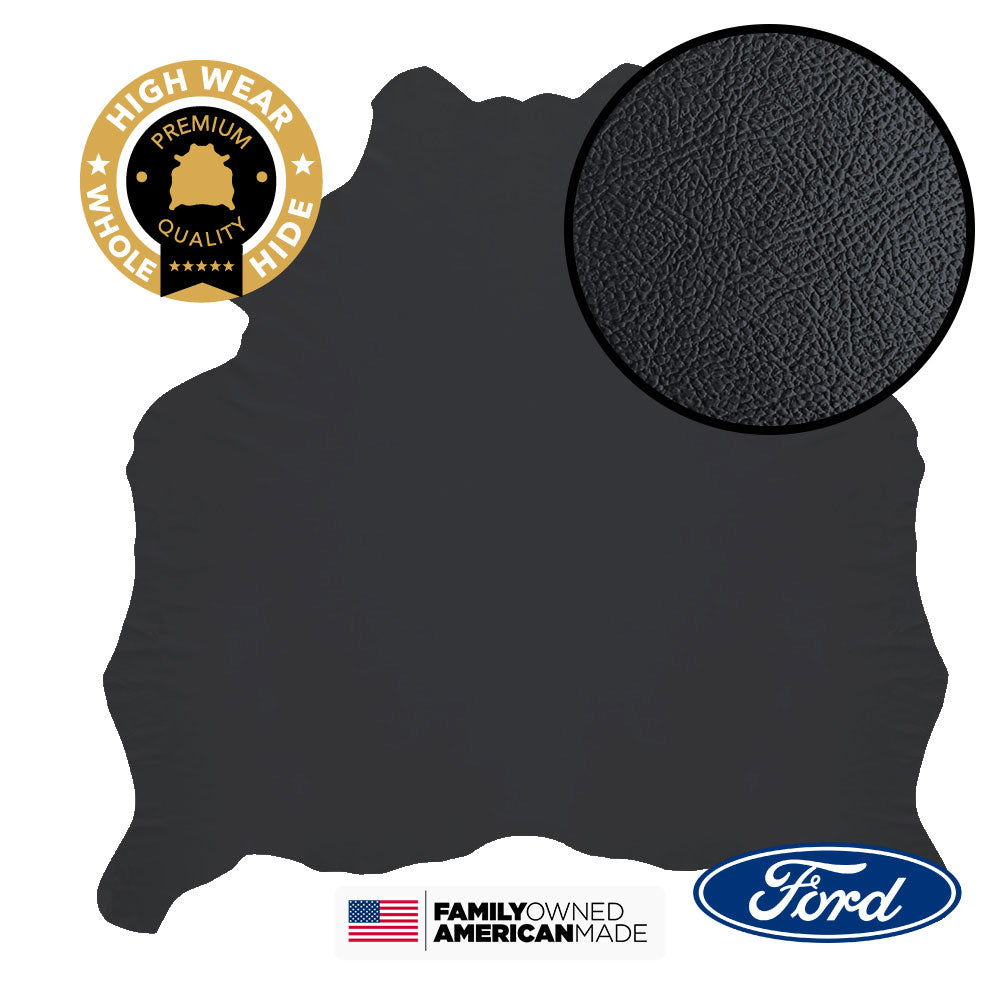 1 Hide of Charcoal Black Milled Pebble Original Factory Leather Ford Lariat F-150, F-250, F-350 ($10.00Sqft)