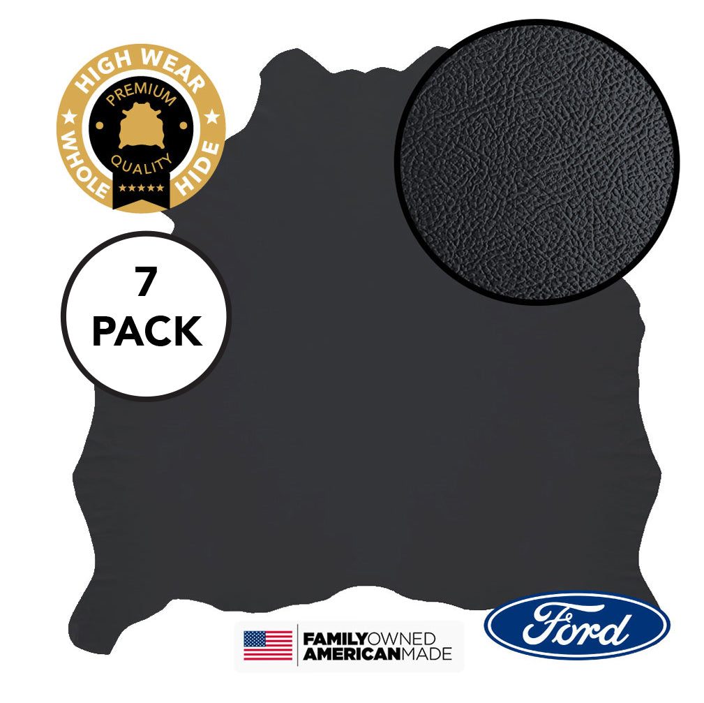 7 Hide Pack of Charcoal Black Milled Pebble Original Factory Leather Ford Lariat F-150, F-250, F-350