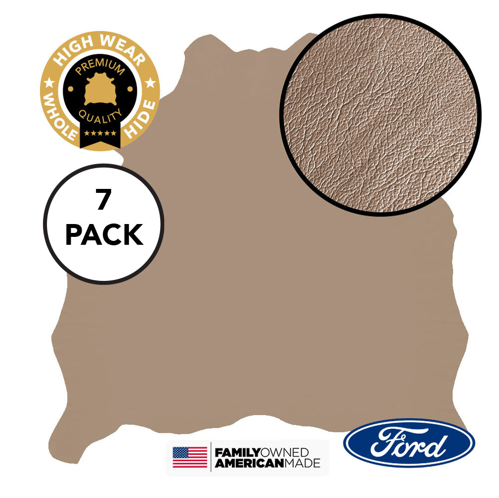 7 Hide Pack of Medium Prairie Tan (Beige) Buffalo (Warwick) OEM Leather Ford 1999-2002 Ford F250, F350 Super Duty XL Work Truck