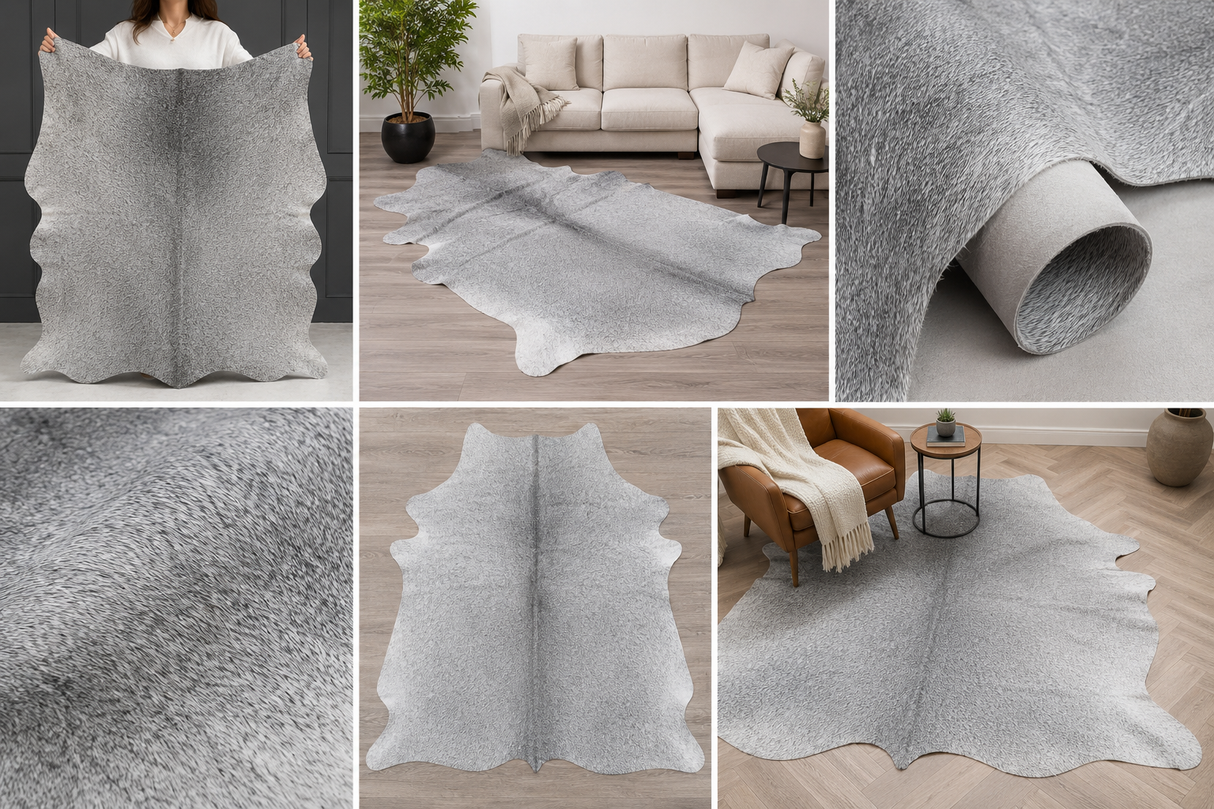 Salt & Pepper Black Cow Hair Rug