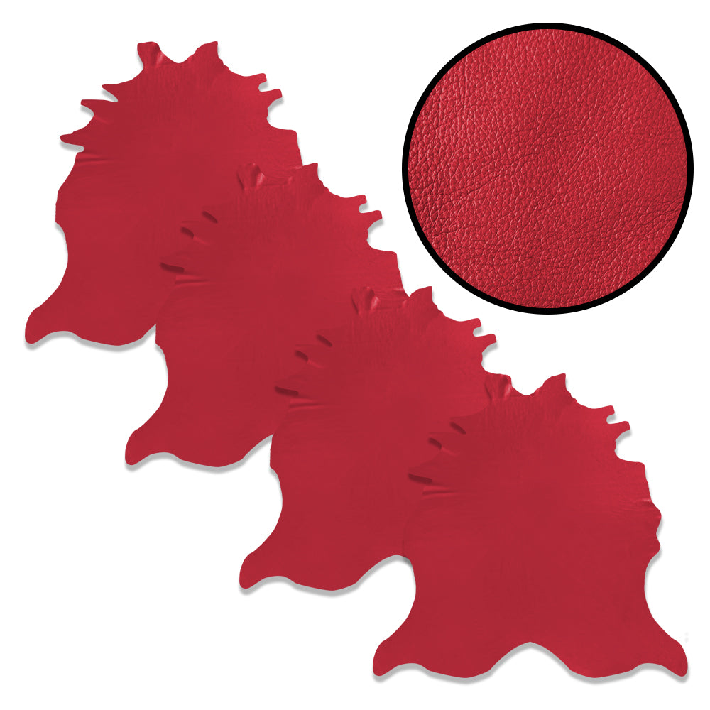 Red Natural Pebble – American Breed Skin Leather Pack of 225sqft ($8/sqft x 4 Wholehides x 56sqft each)