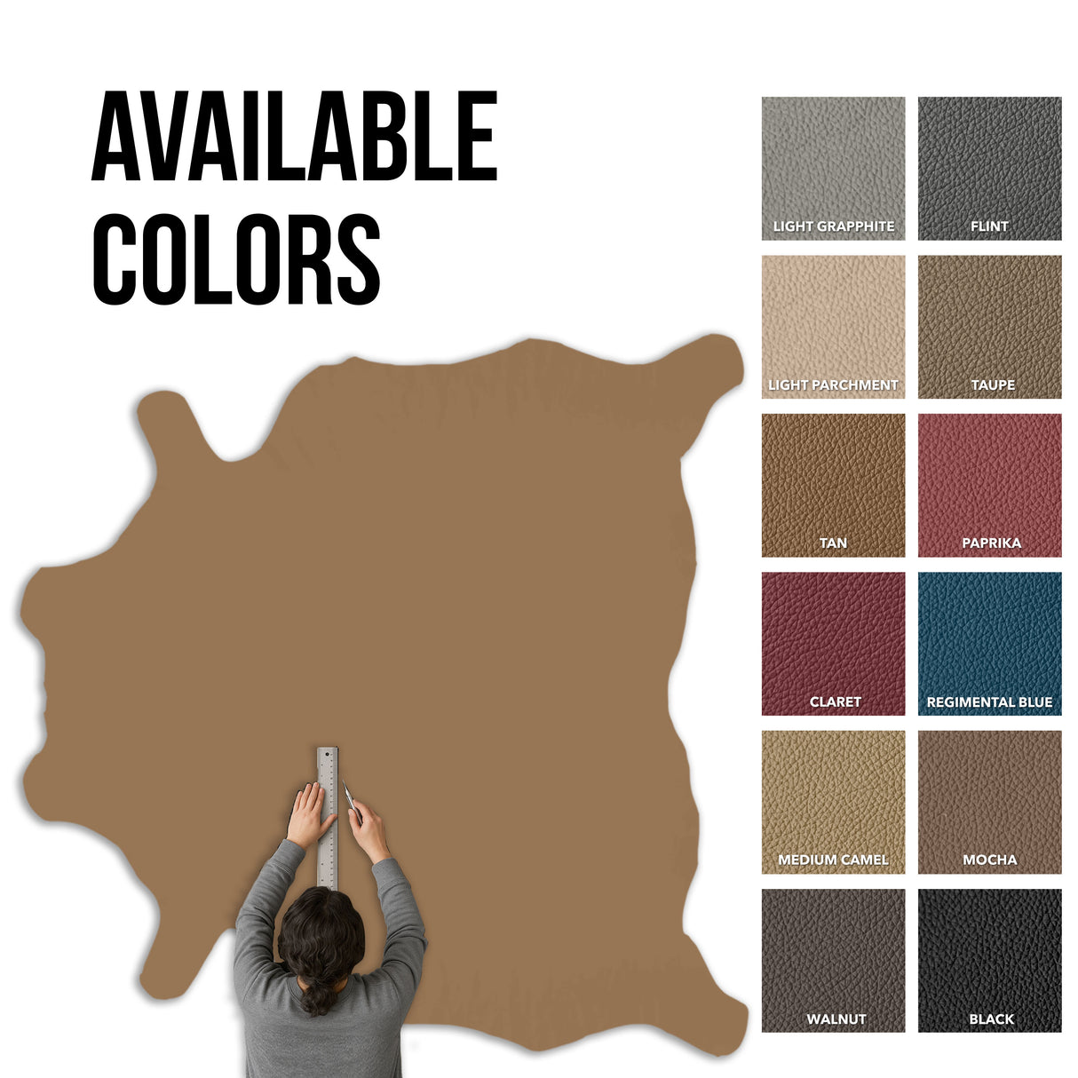 Grade One - Soft Leather Whole Hide - Tan Beige ($3.50/Sqft)