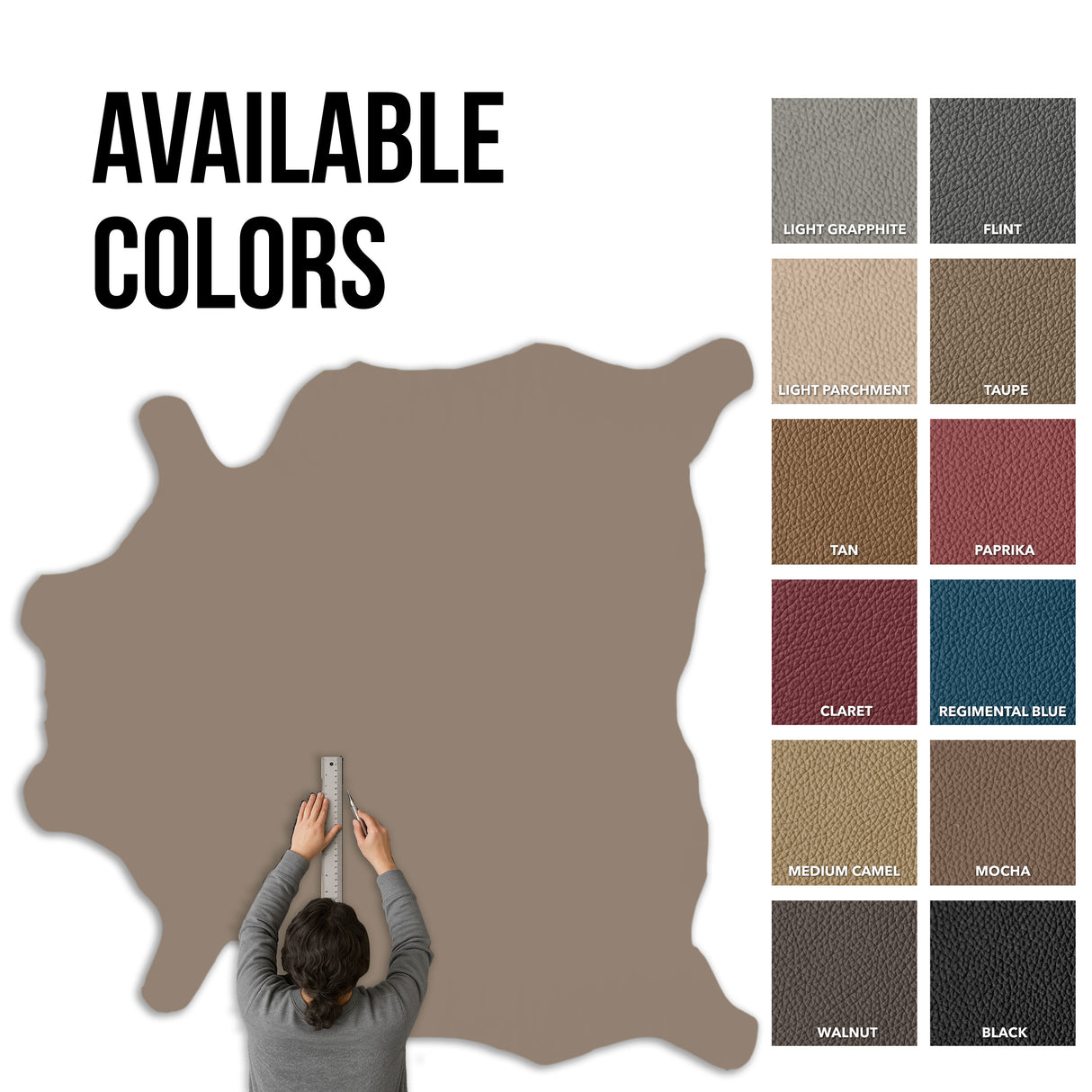 Grade One - Soft Leather Whole Hide - Taupe ($3.50/Sqft)
