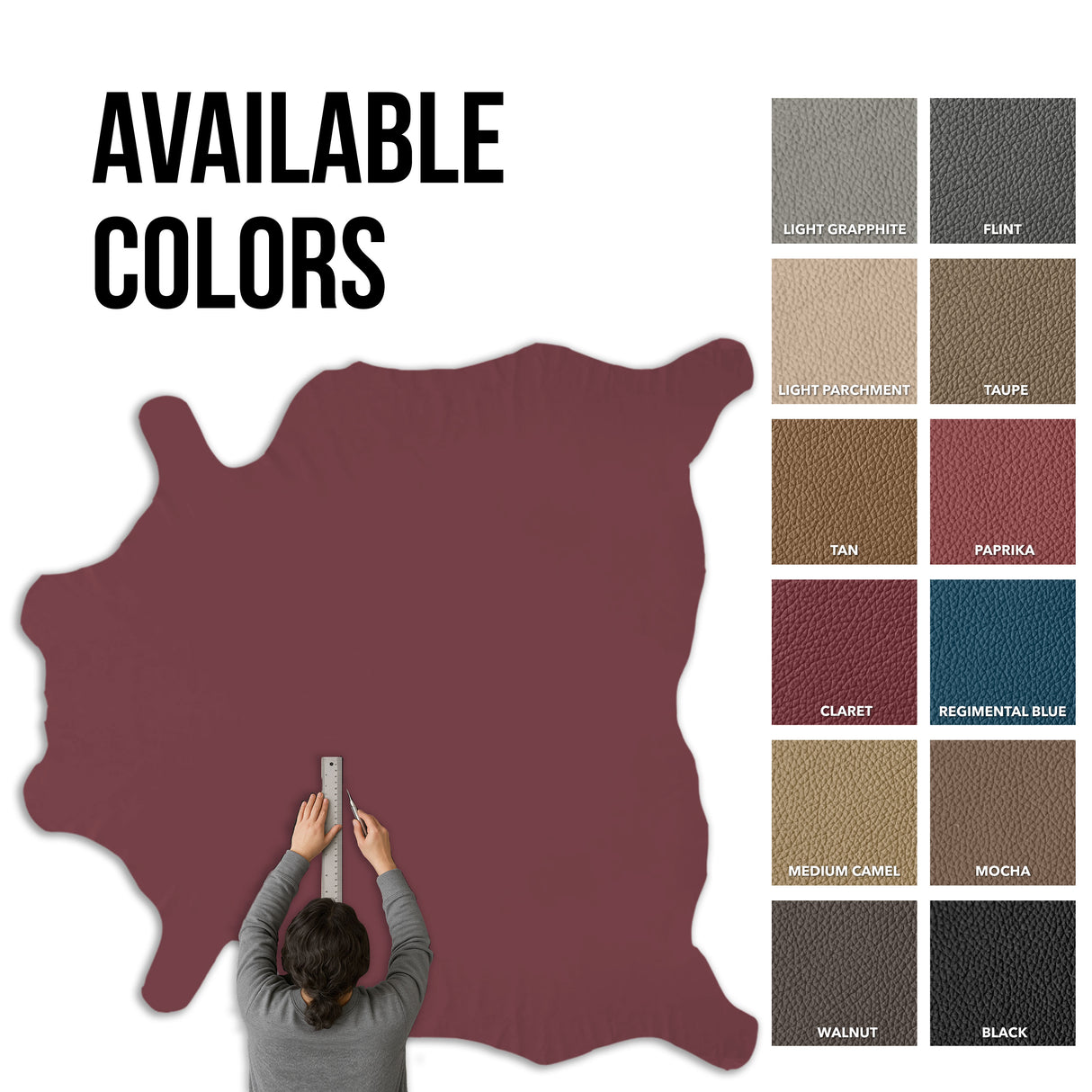 Grade One - Soft Leather Whole Hide - Claret ($3.50/Sqft)