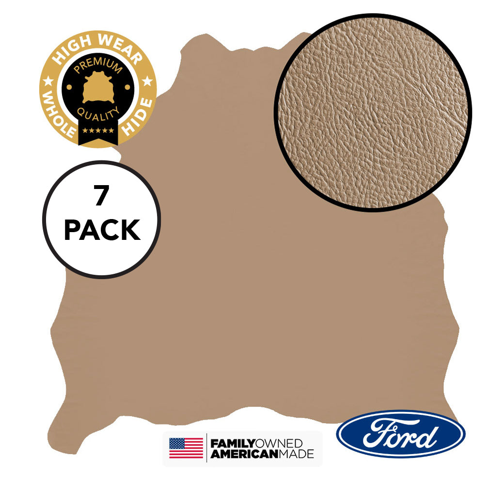 7 Hide Pack of Adobe Tan (Beige) in Milled Pebble Texture - Original Factory Leather Matches Ford F150 XTR