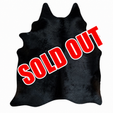 Solid Black Cow Hair On Rug Wagyu Large Hide Cowhide
