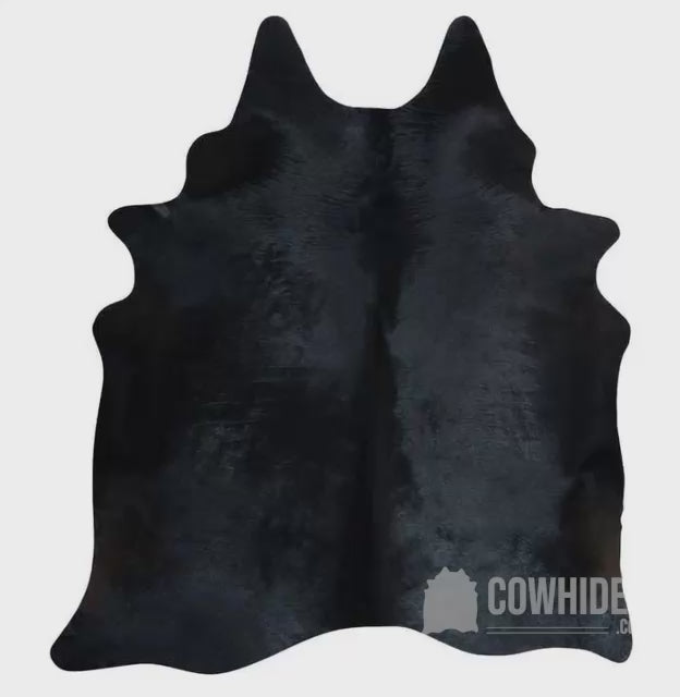 Solid Black Cow Hair On Rug Wagyu Large Hide Cowhide