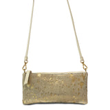 Fancy Ranch Crossbody Bag in Gold and White Cow Hairon