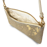 Fancy Ranch Crossbody Bag in Gold and White Cow Hairon