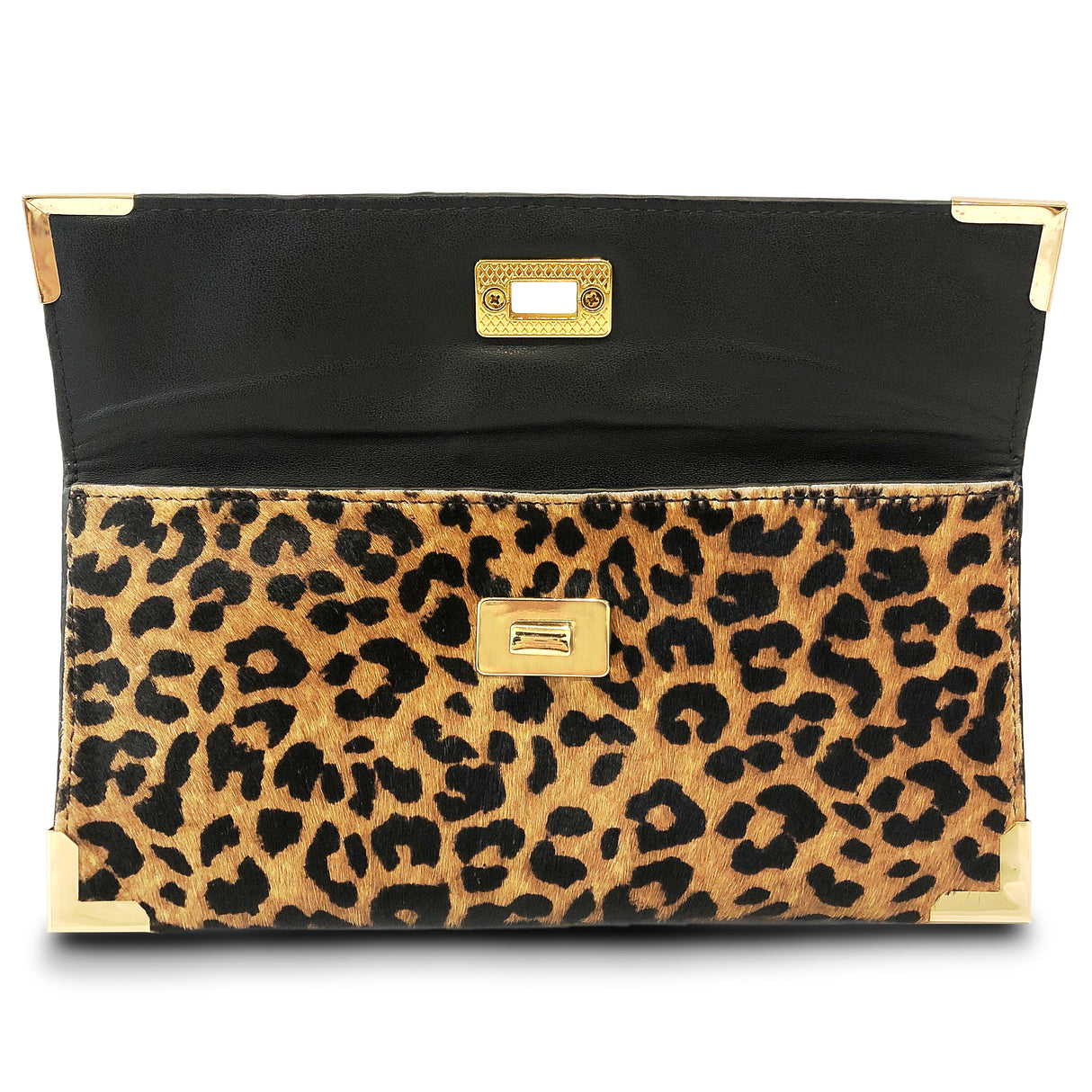 Fancy Ranch Clutch Bag in Leopard Cow Hairon