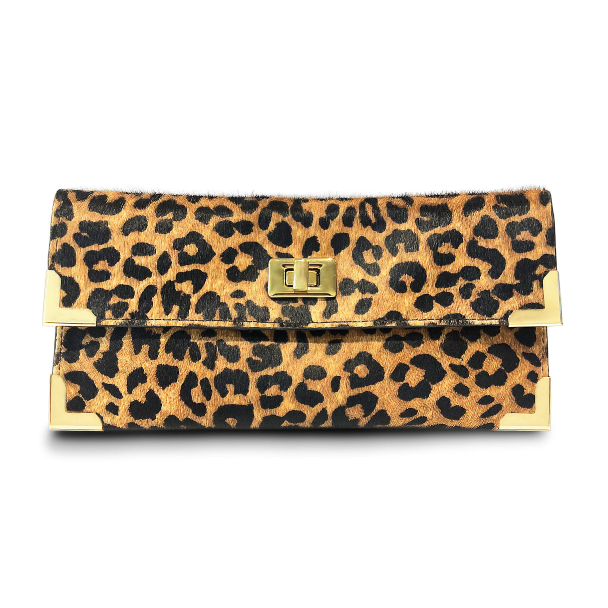 Fancy Ranch Clutch Bag in Leopard Cow Hairon